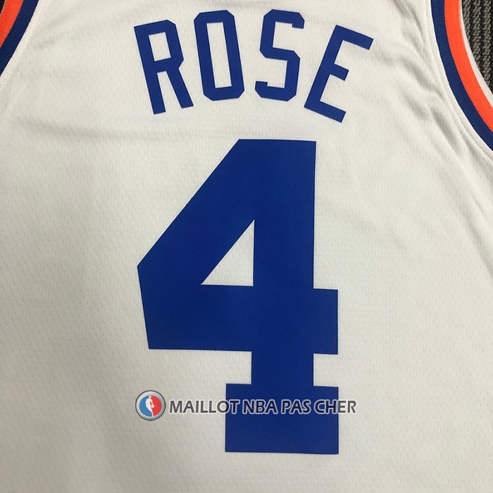 Maillot New York Knicks Derrick Rose NO 4 75th Anniversary Blanc